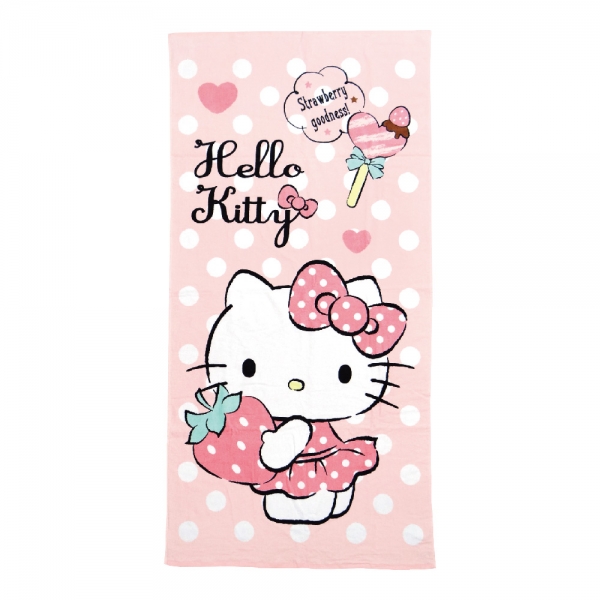 凱蒂貓 浴巾-最愛草莓