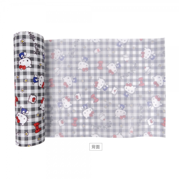 凱蒂貓 防水防污鋪布-格紋(黑)