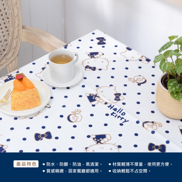 Hello Kitty防水防油桌布(加厚款)-藍金