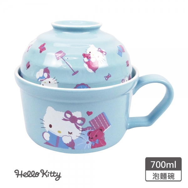 Hello Kitty泡麵碗-粉小熊(藍)