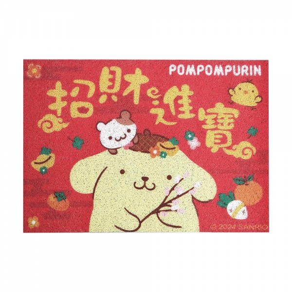 布丁狗刮泥絲圈地墊-招財進寶