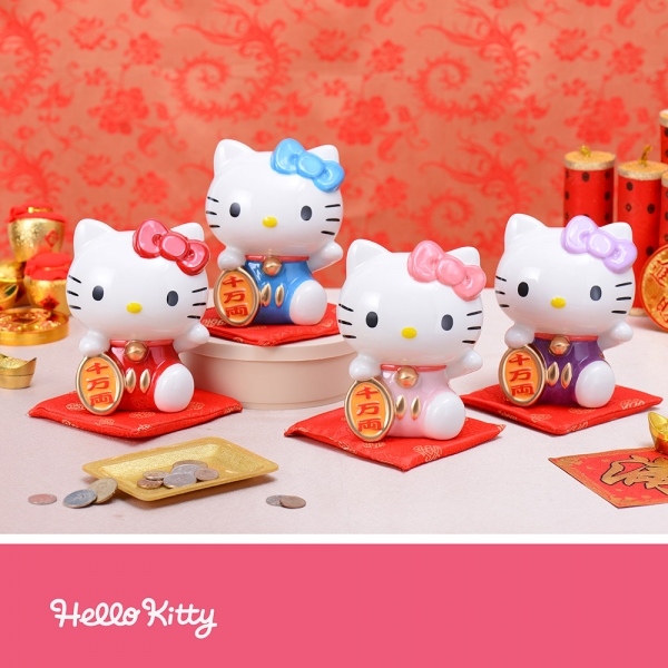 Hello Kitty 招財陶瓷撲滿-粉