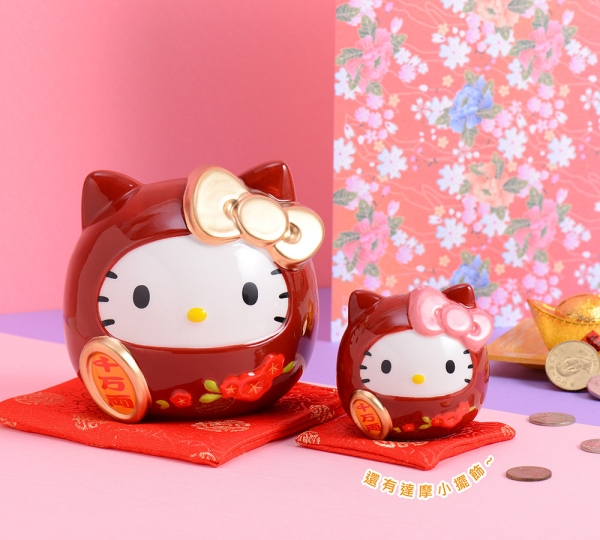 Hello Kitty 達摩陶瓷撲滿-紅