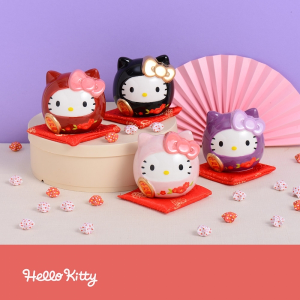 Hello Kitty 達摩陶瓷小擺飾-紫