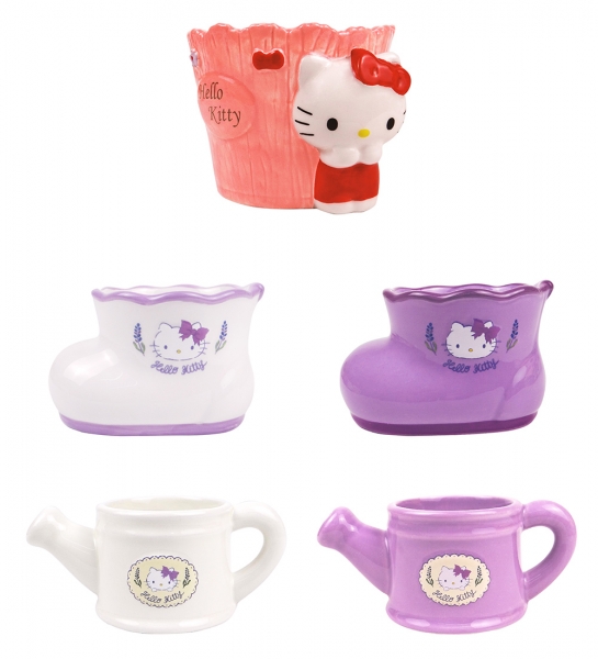 Hello Kitty 澆水器陶瓷二號盆-優雅白