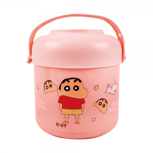 蠟筆小新不鏽鋼碗蓋式保溫盒-西柚粉
