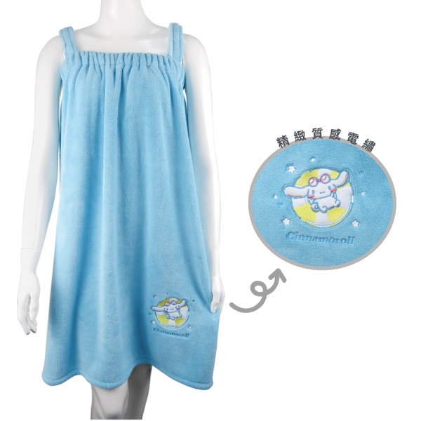 大耳狗繡花吊帶浴裙