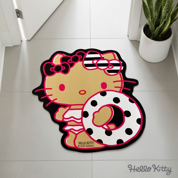 曬黑Hello Kitty 造型軟式地墊-黑