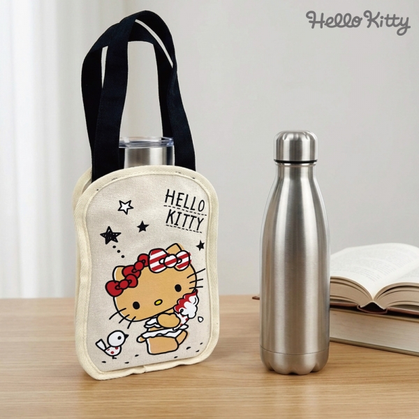 曬黑Hello Kitty帆布飲料提袋-冰淇淋