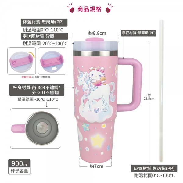 三麗鷗不鏽鋼手把冰霸杯-獨角獸