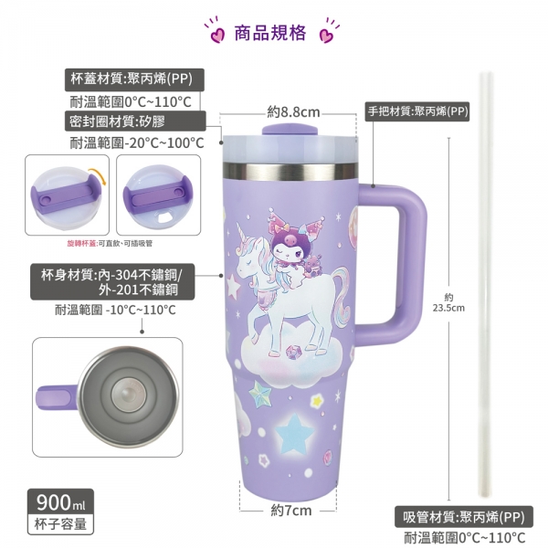 三麗鷗不鏽鋼手把冰霸杯-獨角獸