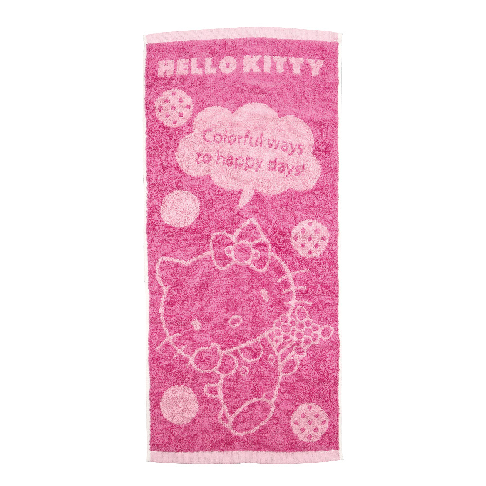 凱蒂貓-雙色提花毛巾-美好心情