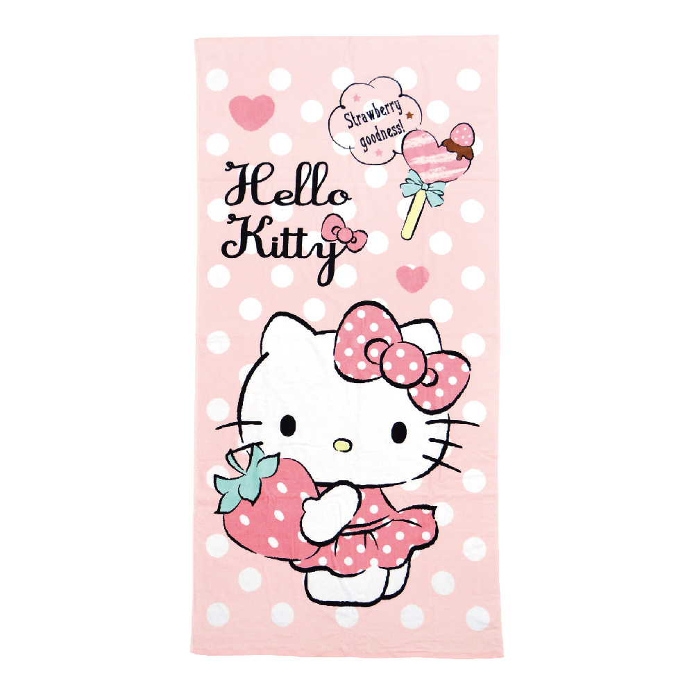 凱蒂貓-浴巾-最愛草莓