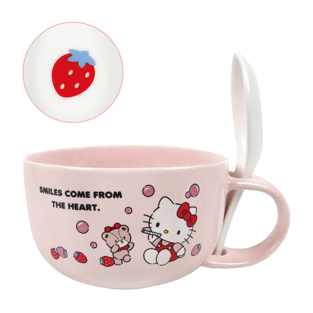 凱蒂貓-湯杯附湯匙-草莓