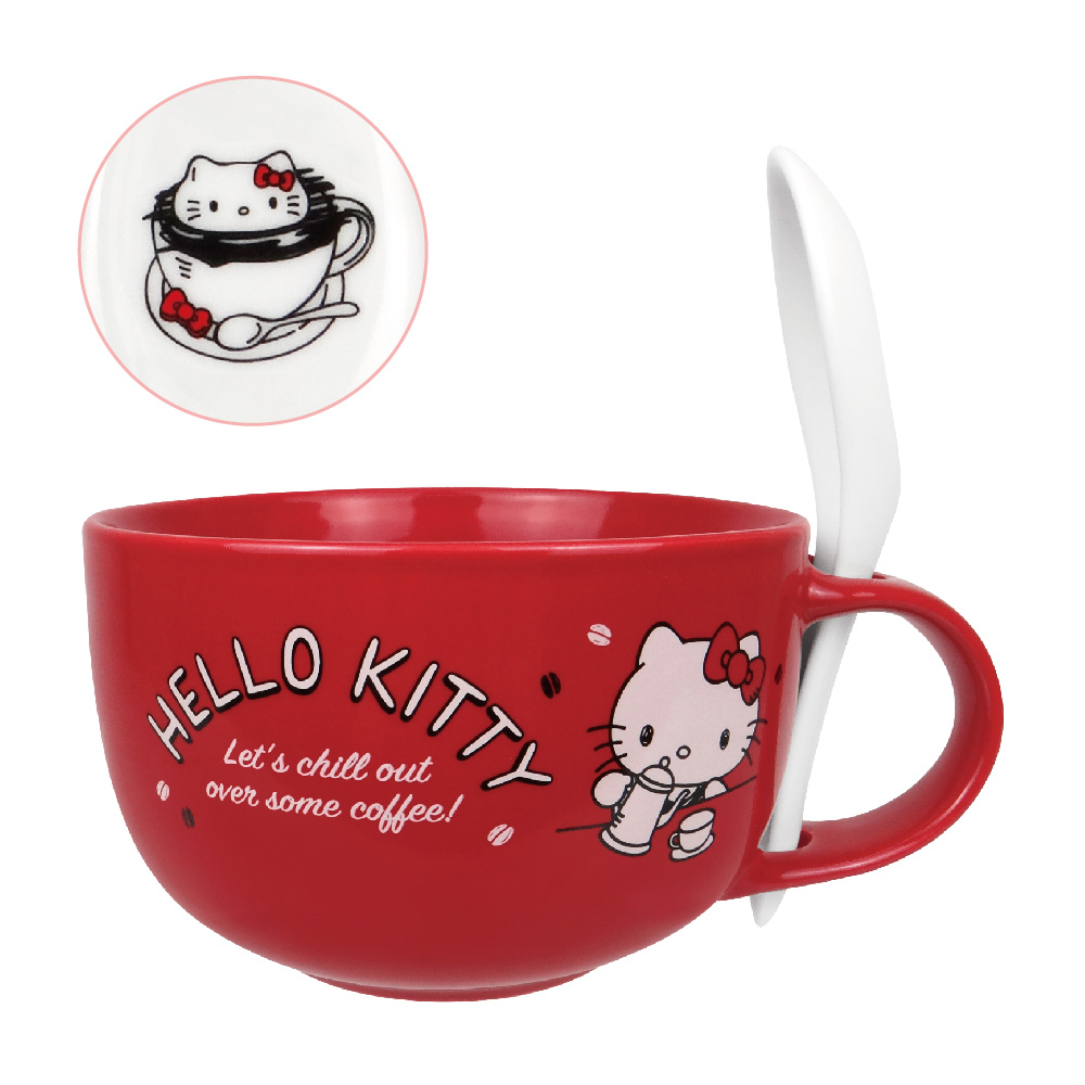 凱蒂貓-湯杯附湯匙-咖啡