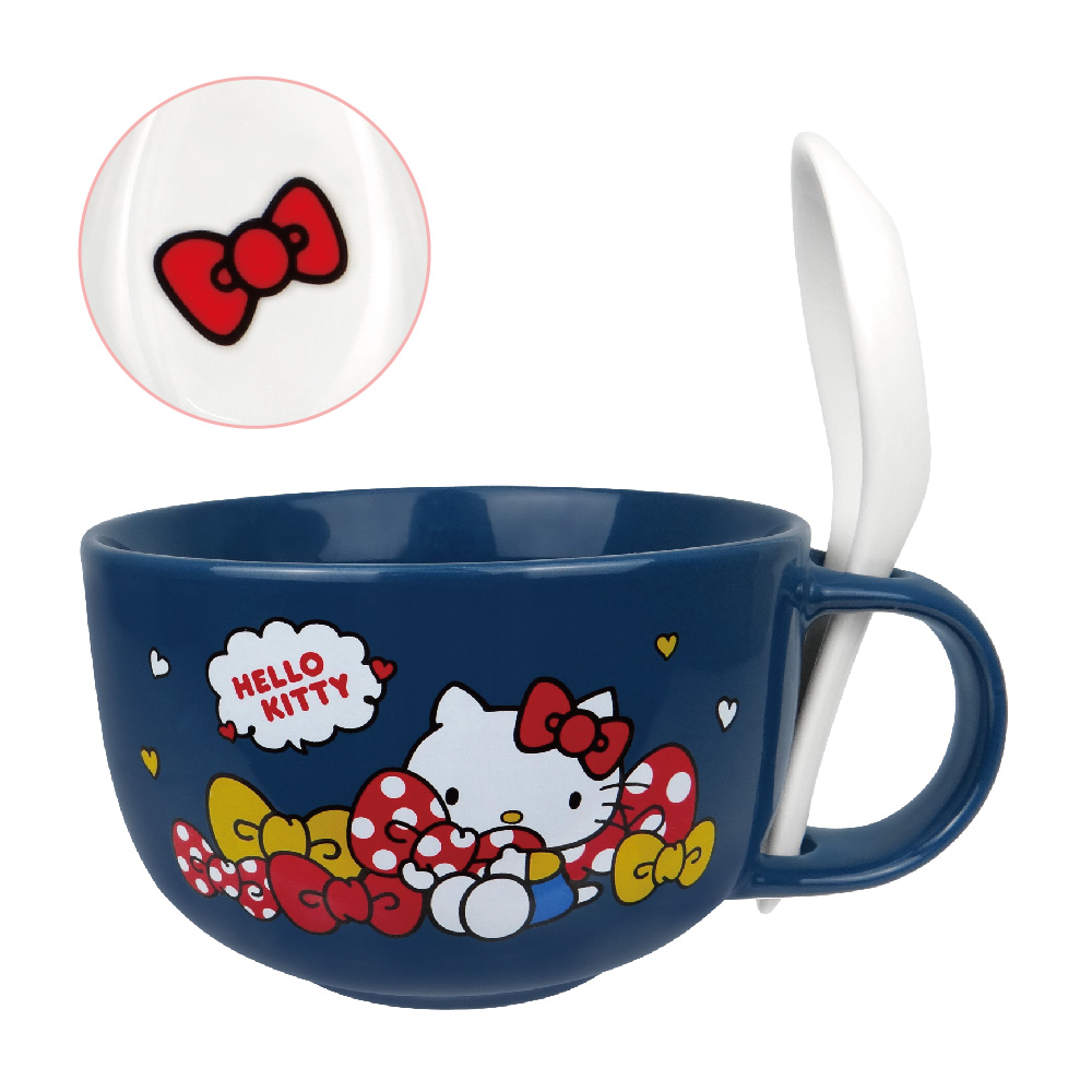 凱蒂貓-湯杯附湯匙-蝴蝶結