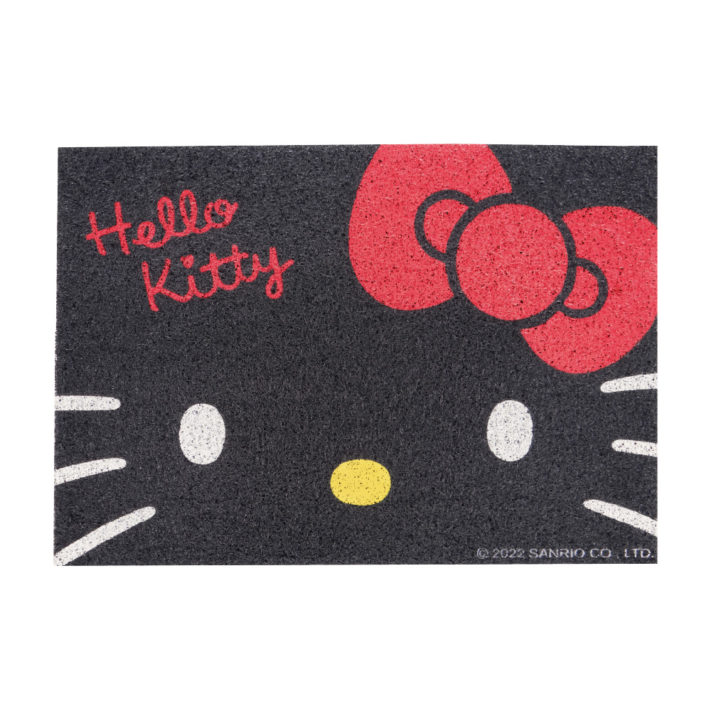 三麗鷗-刮泥絲圈地墊-凱蒂貓黑