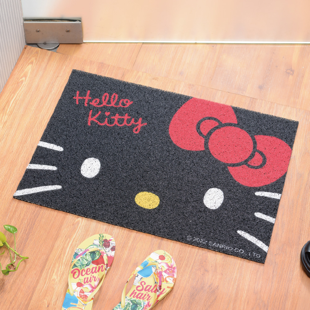 三麗鷗-刮泥絲圈地墊-凱蒂貓黑