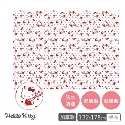 Hello Kitty防水防油桌布(加厚款)-紅咖