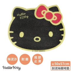 Hello Kitty 造型刮泥絲圈地墊-黑